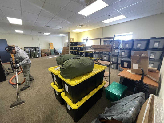 After unloading all the sweaters from the truck and into the warehouse.