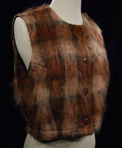Girl's fuzzy plaid mohair vest with cotton lining by Banana Republic in large size