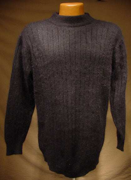 Woman's black angora crewneck sweater with vertical ribbing by Rafaella, size medium