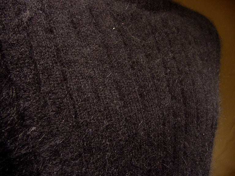 Woman's black angora crewneck sweater with vertical ribbing by Rafaella, medium size 44