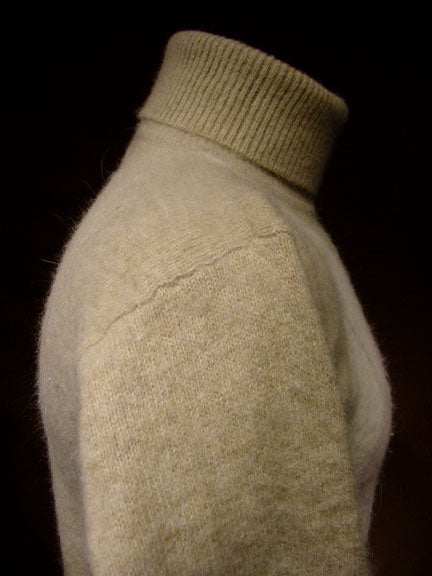 Woman's tan argyle angora lambswool turtleneck sweater in X-Small/Small size