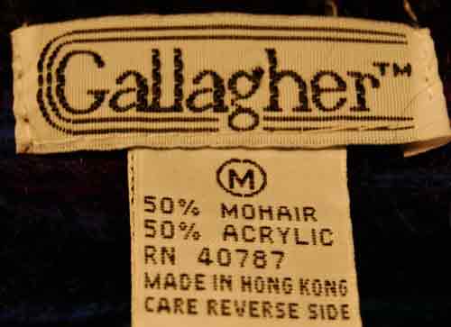 Gallagher label on blue multi-colored mohair blend retro crewneck sweater for women