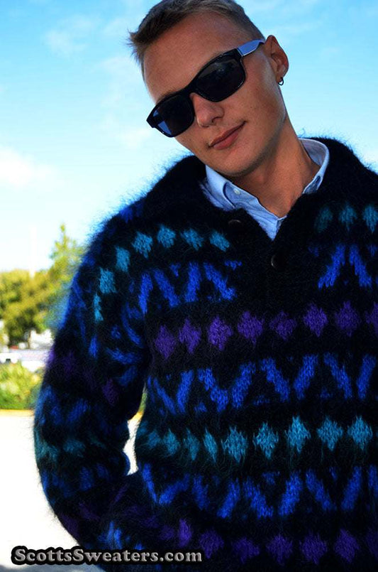 Men's Icelandic Polo-neck Mohair Sweater