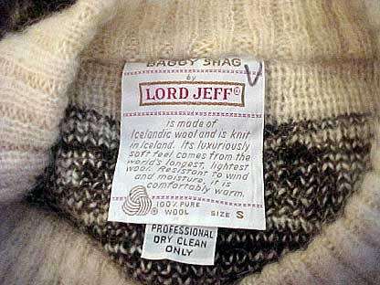 Men's retro Icelandic wool crewneck sweater natural white with brown design by Lord Jeff