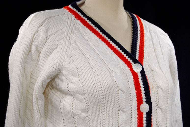 Damen Retro Cardigan Tennispullover