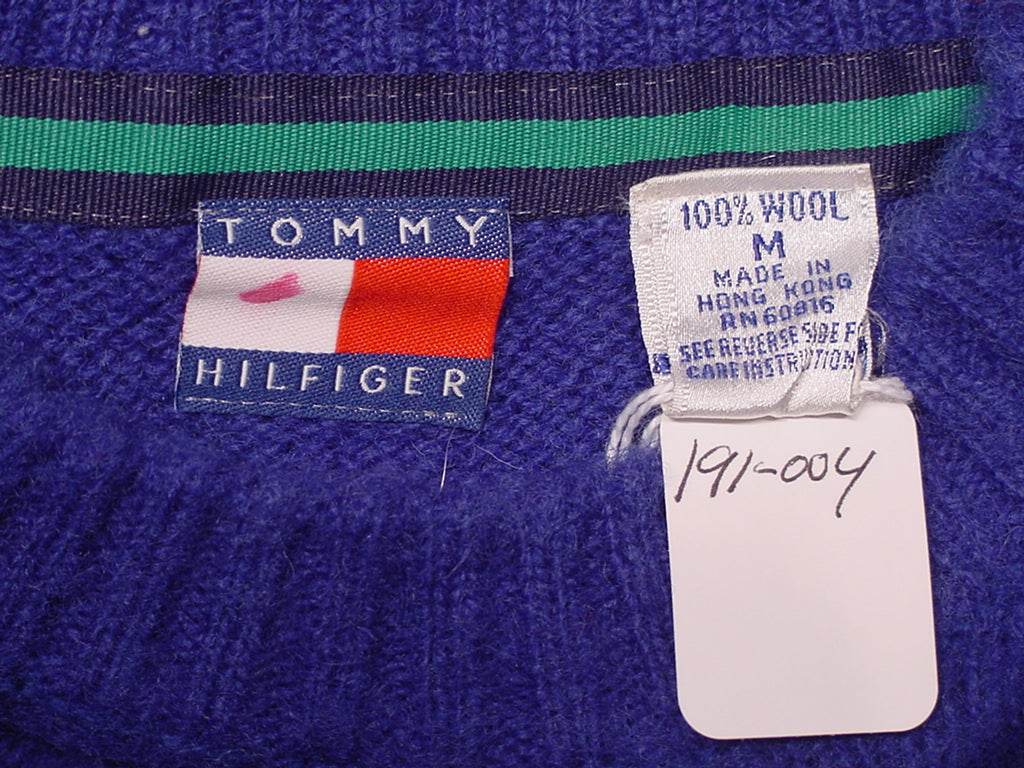 Royal blue fuzzy retro crewneck brushed wool sweater by Tommy Hilfiger, size Small-Medium