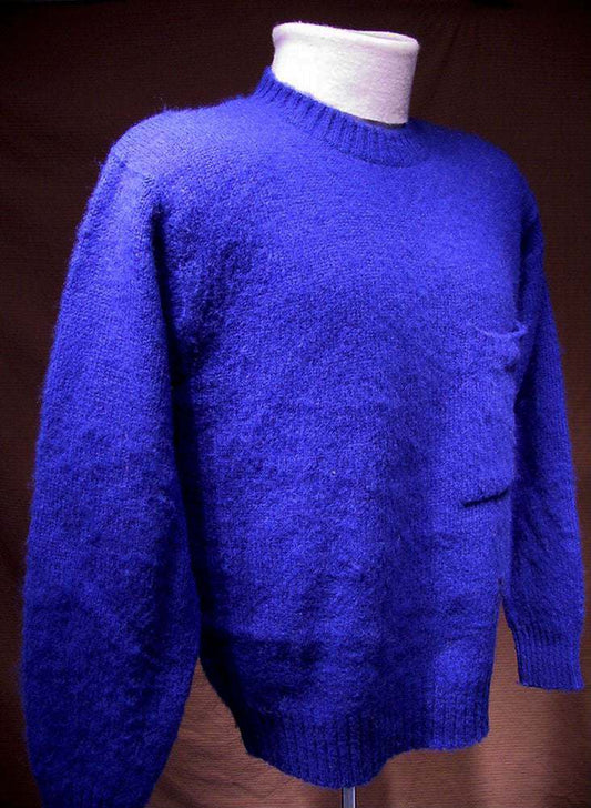 Royal blue fuzzy retro crewneck brushed wool sweater by Tommy Hilfiger, size Small-Medium (42)