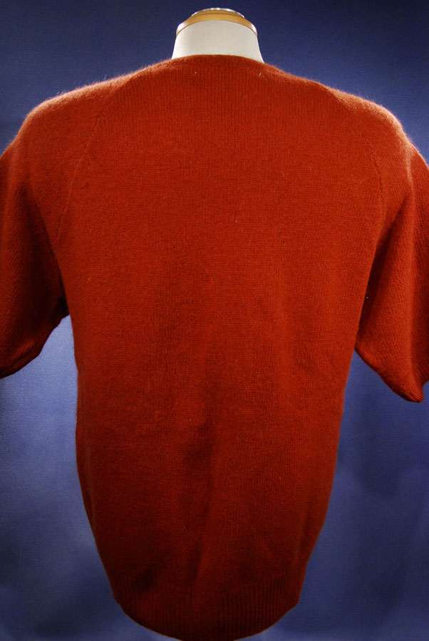 Woman's burnt-orange short-sleeved angora sweater by Claud Vernet size 42