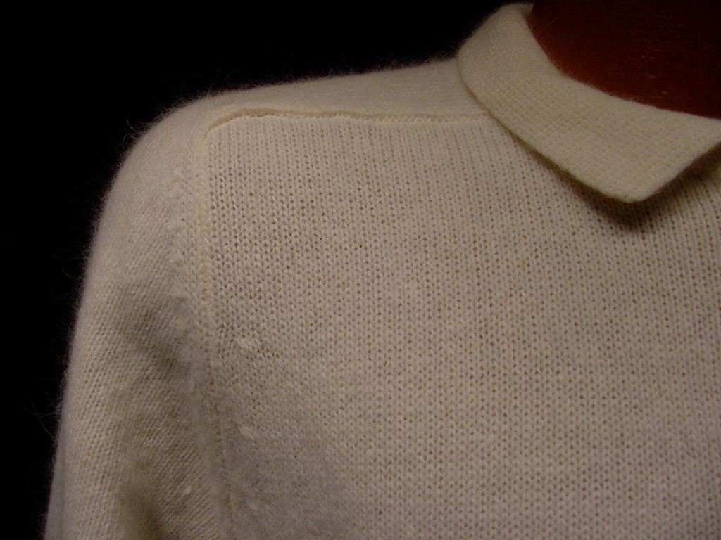 Woman's white angora lambswool three-button polo neck sweater-shirt by Essentials in small size