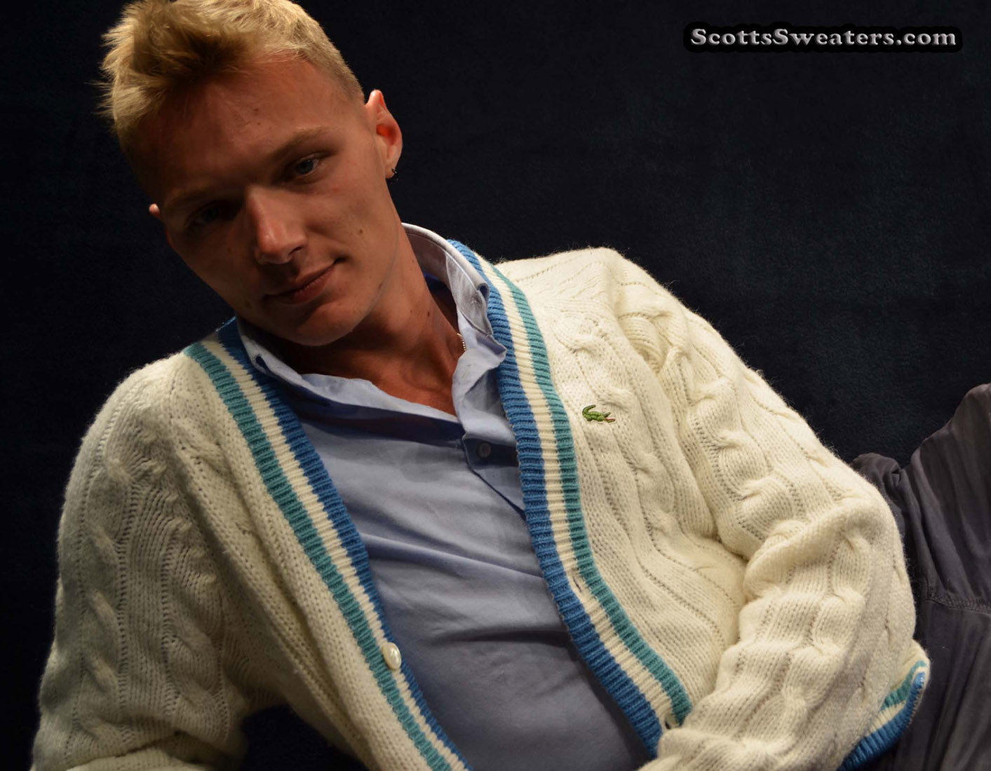 Klassischer Retro-Strickpullover von Izod für Herren, Tennispullover mit gestreiftem Besatz