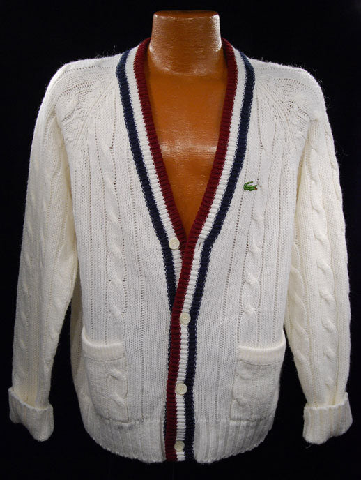 Klassischer Retro-Strickpullover von Izod für Herren, Tennispullover mit gestreiftem Besatz
