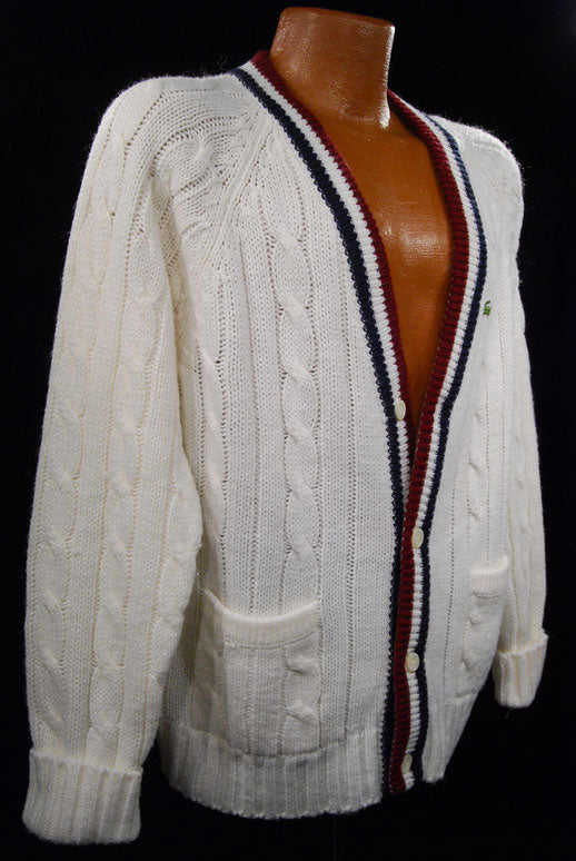 Klassischer Retro-Strickpullover von Izod für Herren, Tennispullover mit gestreiftem Besatz