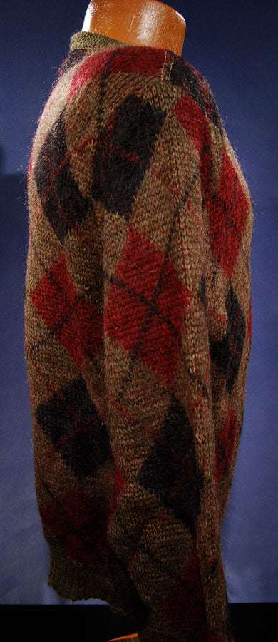 Retro Argyle Shaggy Crewneck Mohair Sweater