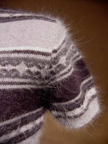 Teen girl's multi-tone grey short-sleeved fuzzy angora sweater by Limited Too, size XL/16