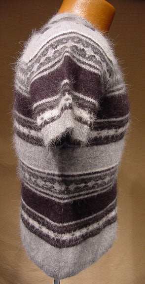 Teen girl's multi-tone grey short-sleeve angora sweater by Limited Too, soft and fuzzy pullover in size XL/16.