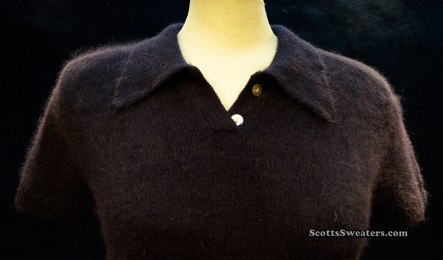 Marineblauer kurzärmliger Angora-Rollkragenpullover für Damen von The Limited