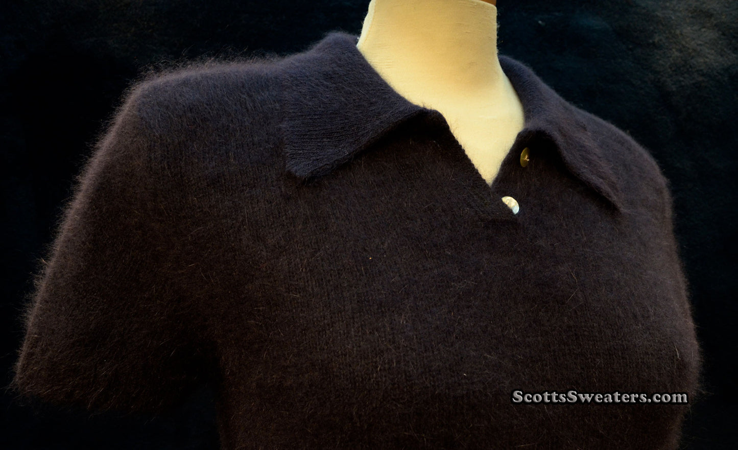 Marineblauer kurzärmliger Angora-Rollkragenpullover für Damen von The Limited