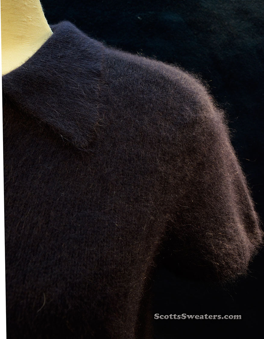 Marineblauer kurzärmliger Angora-Rollkragenpullover für Damen von The Limited
