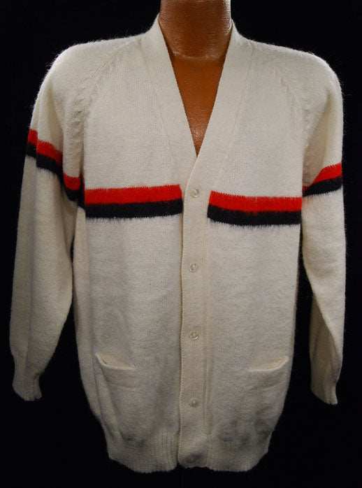 Men's Alpaca Sweater White with Stripes