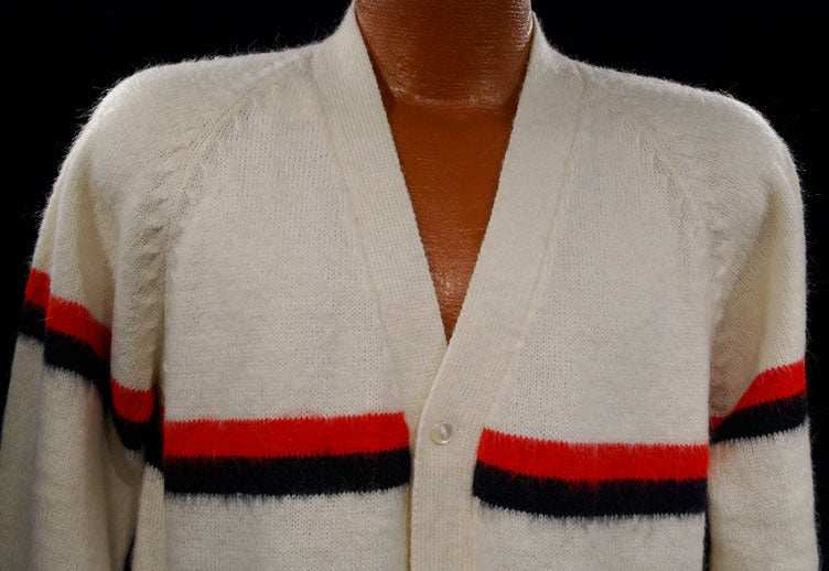 Men's White Alpaca Striped Sweaters