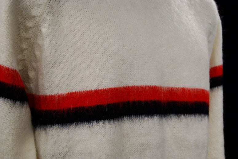 Men's White Alpaca Striped Sweaters
