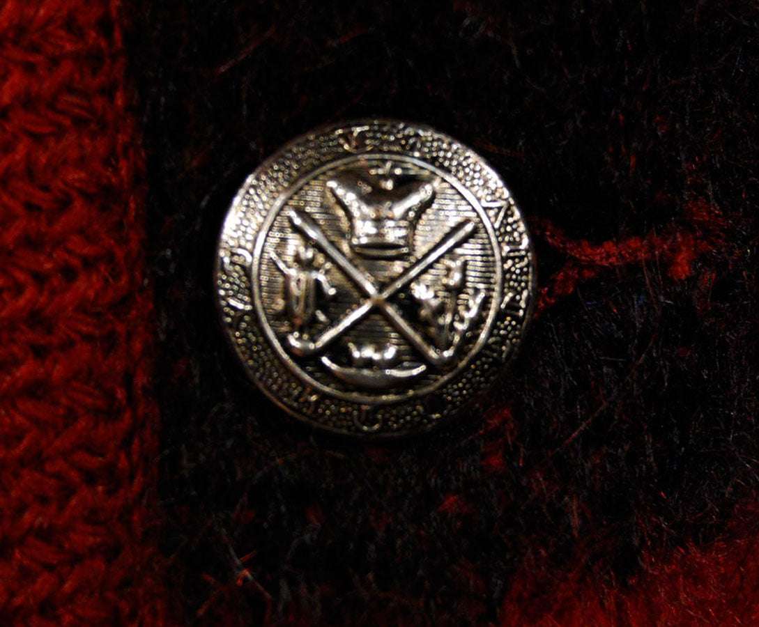 Men's retro classic burgundy-red mohair cardigan button detail by Puritan