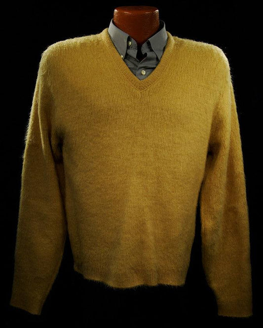 Retro Yellow Original Mohair V-Neck Sweater