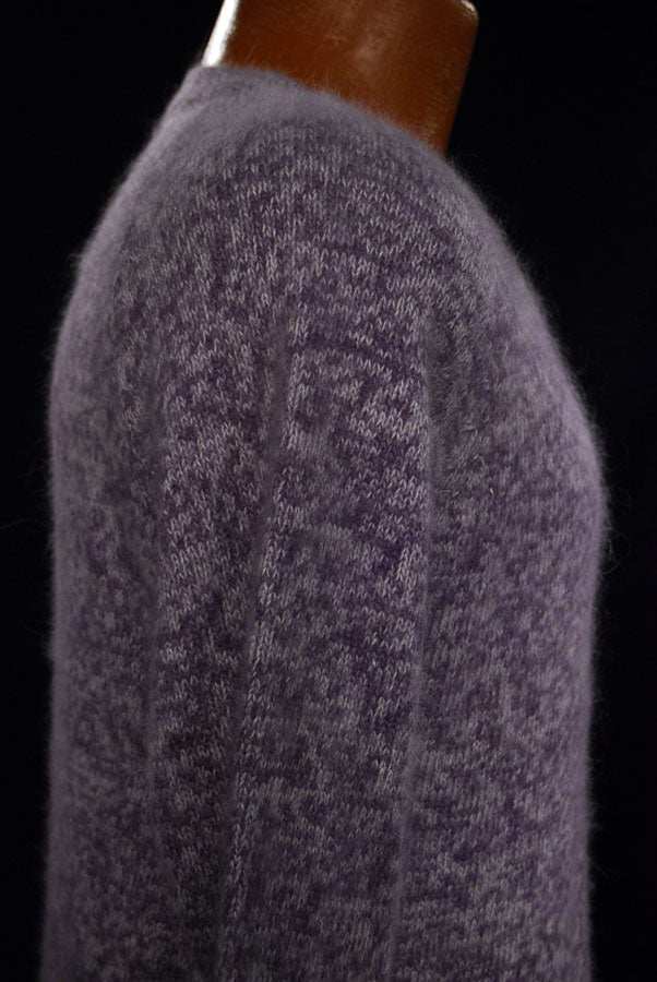 Woman's purple and white angora blend V-neck sweater by White Stag medium size