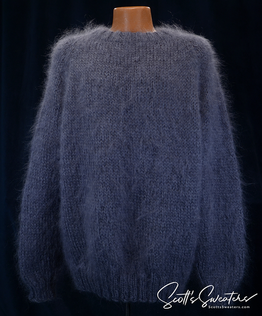 Men's Mohair Sweater hand-knit fuzzy crewneck