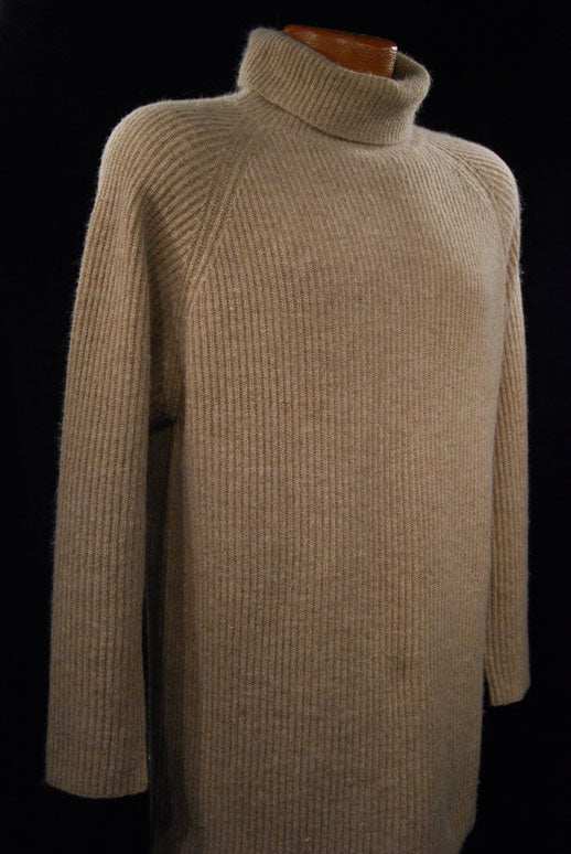 Woman's tan angora and lambswool ribbed turtleneck sweater by Principles, medium size