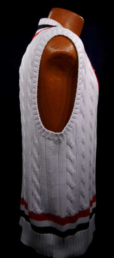 Men's USA Olympics cable-knit sleeveless tennis sweater vest by Polo Ralph Lauren in white cotton