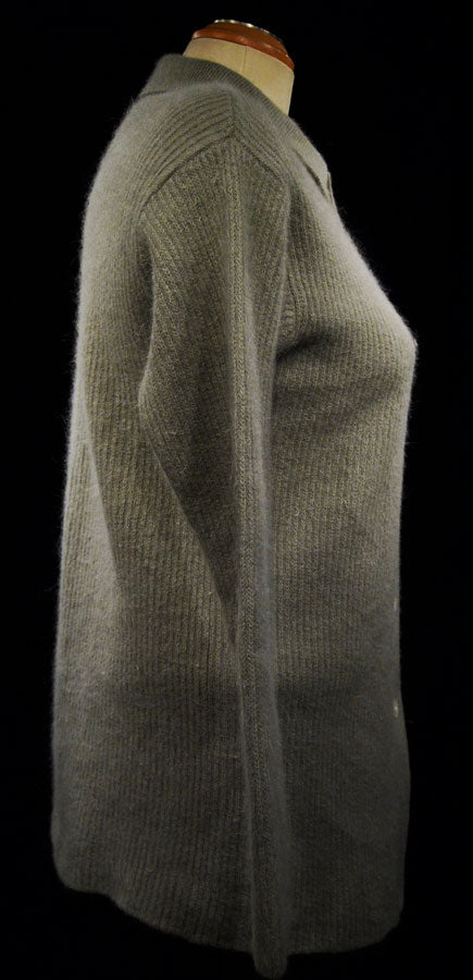 Olivgrünes Angora-Cardigan-Pullover-Shirt für Damen