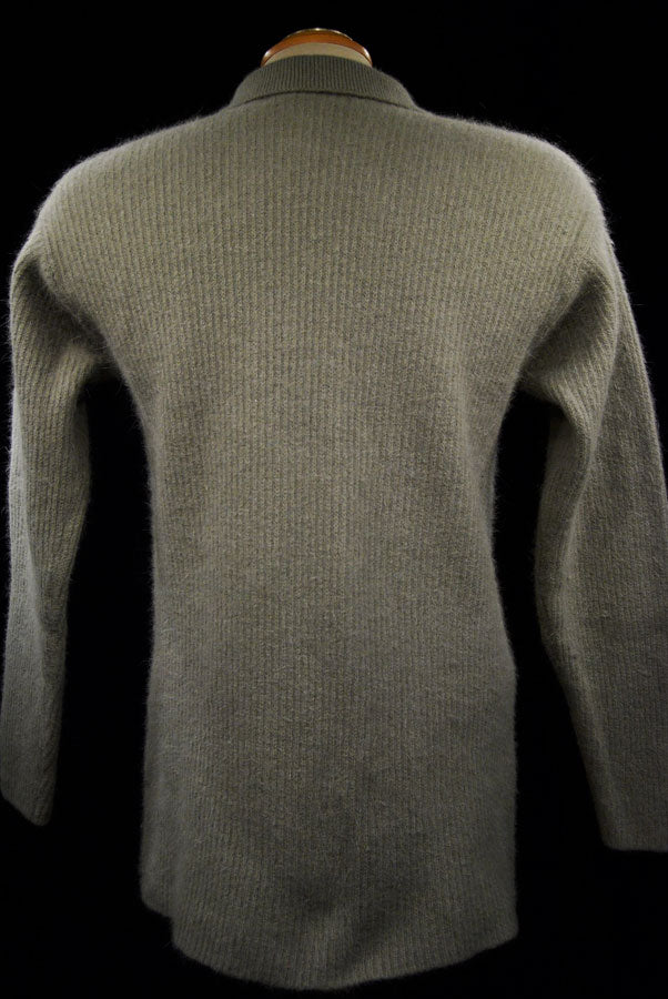 Olivgrünes Angora-Cardigan-Pullover-Shirt für Damen