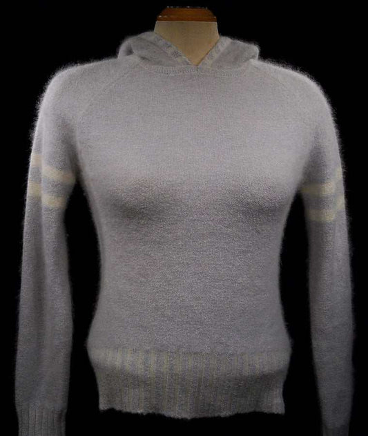 Girl's powder-blue angora sport jacket hoodie by Bebe Sports in medium size