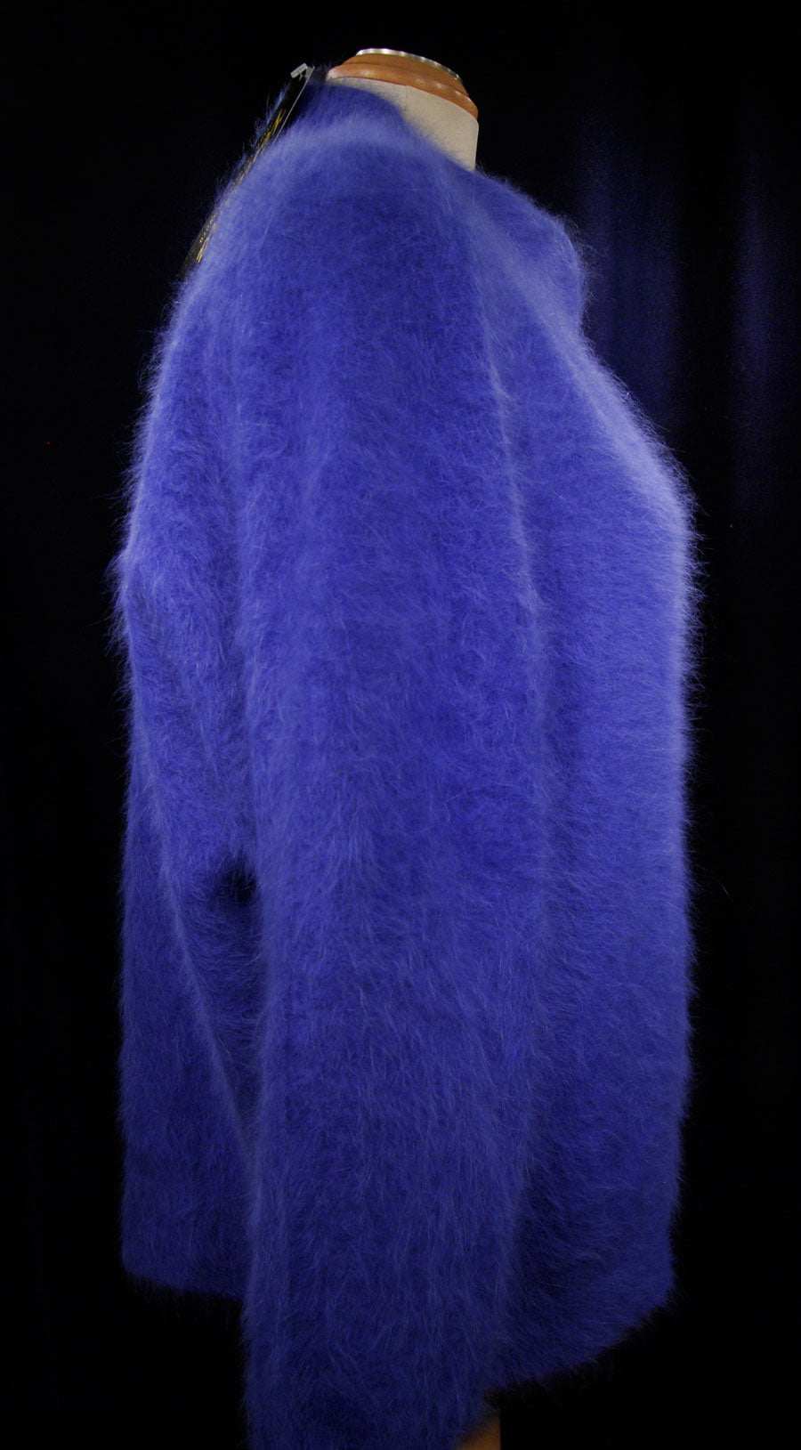 Woman's powder-blue angora cardigan sweater by Venesha, size large, nylon lined