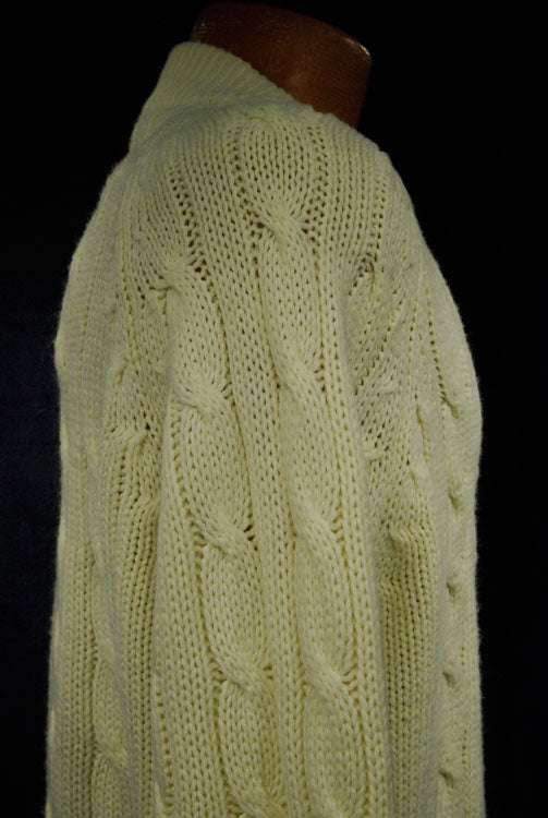 Men's Classic Retro Izod Ivory Cabled Tennis /Cricket Sweater