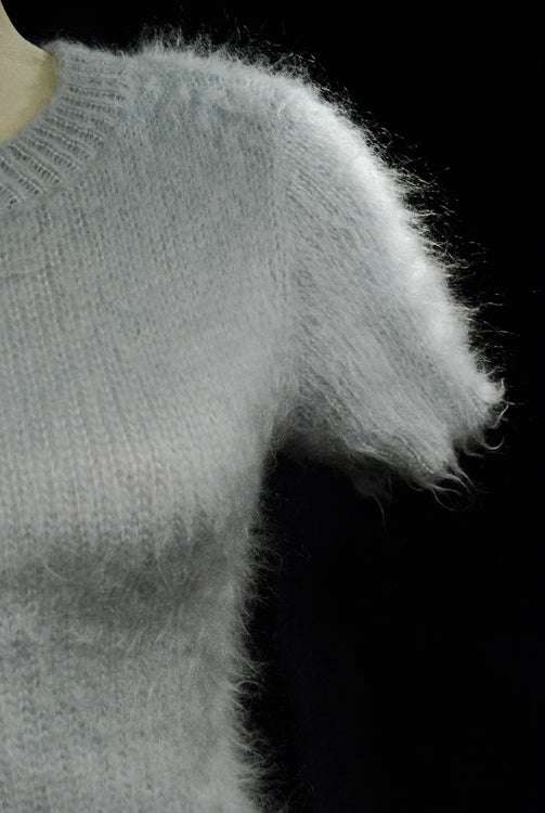 Powder-blue mohair soft and fuzzy full-length sweaterdress in X-Small size