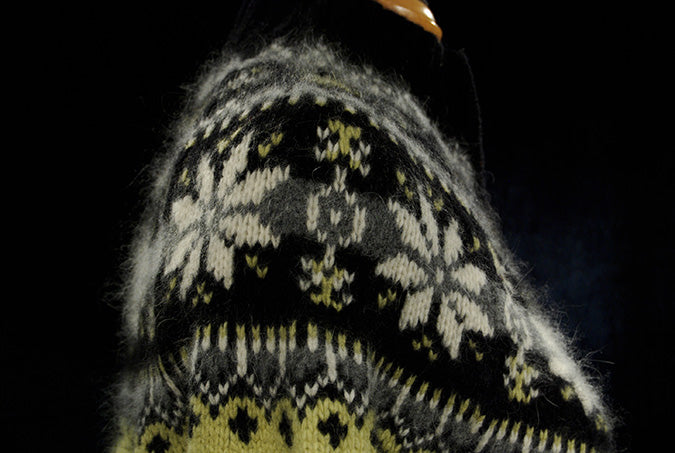 Woman's Black/Yellow Zipper-Front Angora Turtleneck Sweater