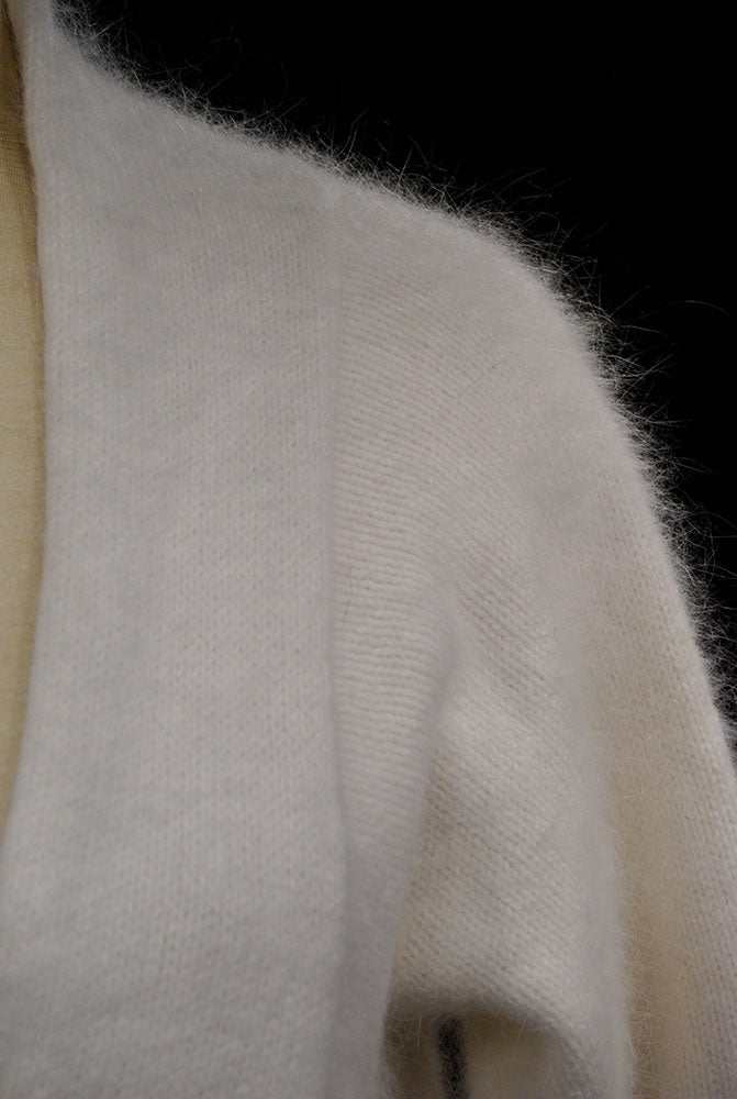 Woman's white angora shrug cardigan sweater by Moda International in small size