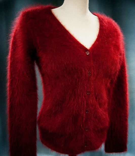 Red angora cardigan sweater for women by J.Crew in small size