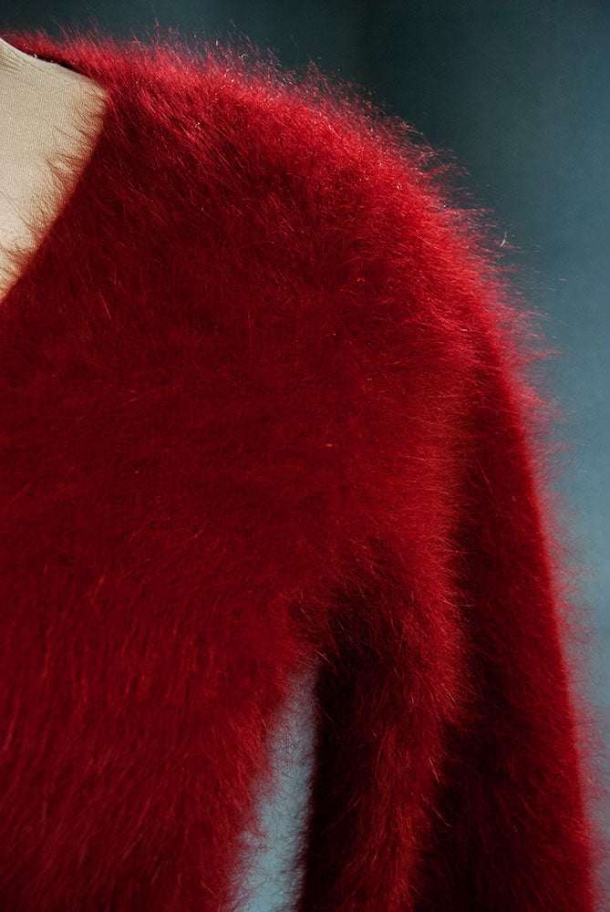 Red angora cardigan sweater for women by J.Crew in small size