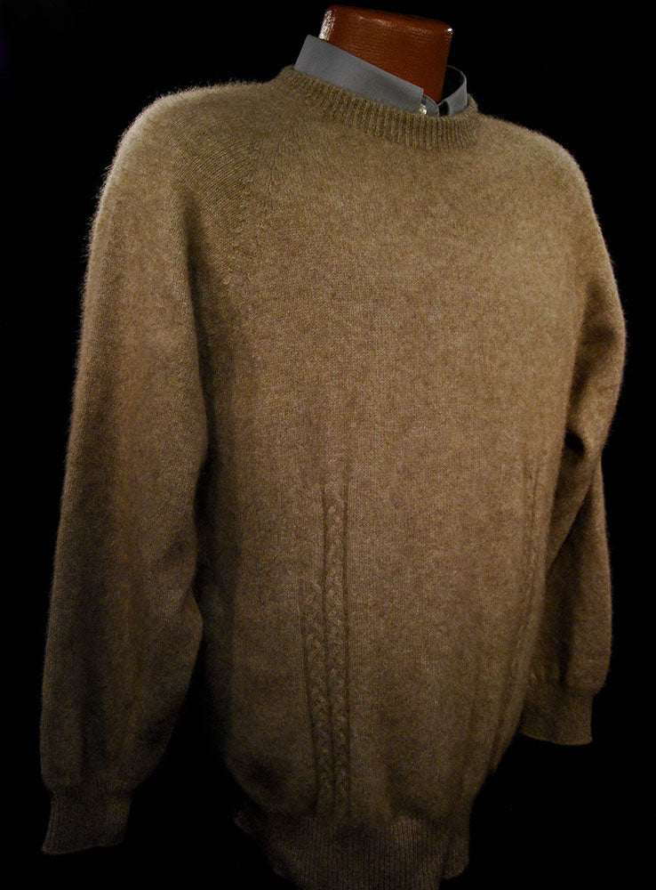 Men's medium possum sweater in soft brown crewneck made from New Zealand possum fur yarn