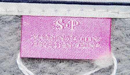 Woman's grey and white striped angora cardigan sweater label by PINK