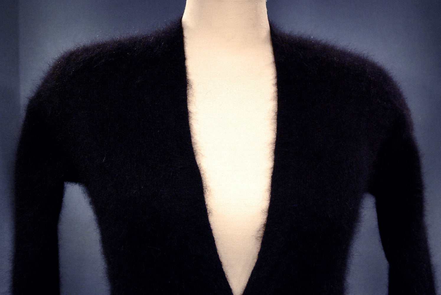 Woman's black angora wool long cardigan sweater with front pockets by Victoria's Secret in X-Small size