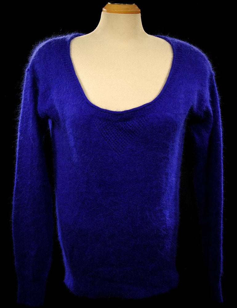 Woman's royal-blue angora scoop-neck sweater by Victoria's Secret in size Small-Medium