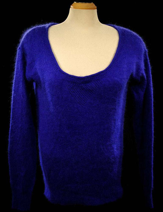 Woman's royal-blue angora scoop-neck sweater by Victoria's Secret in size Small-Medium