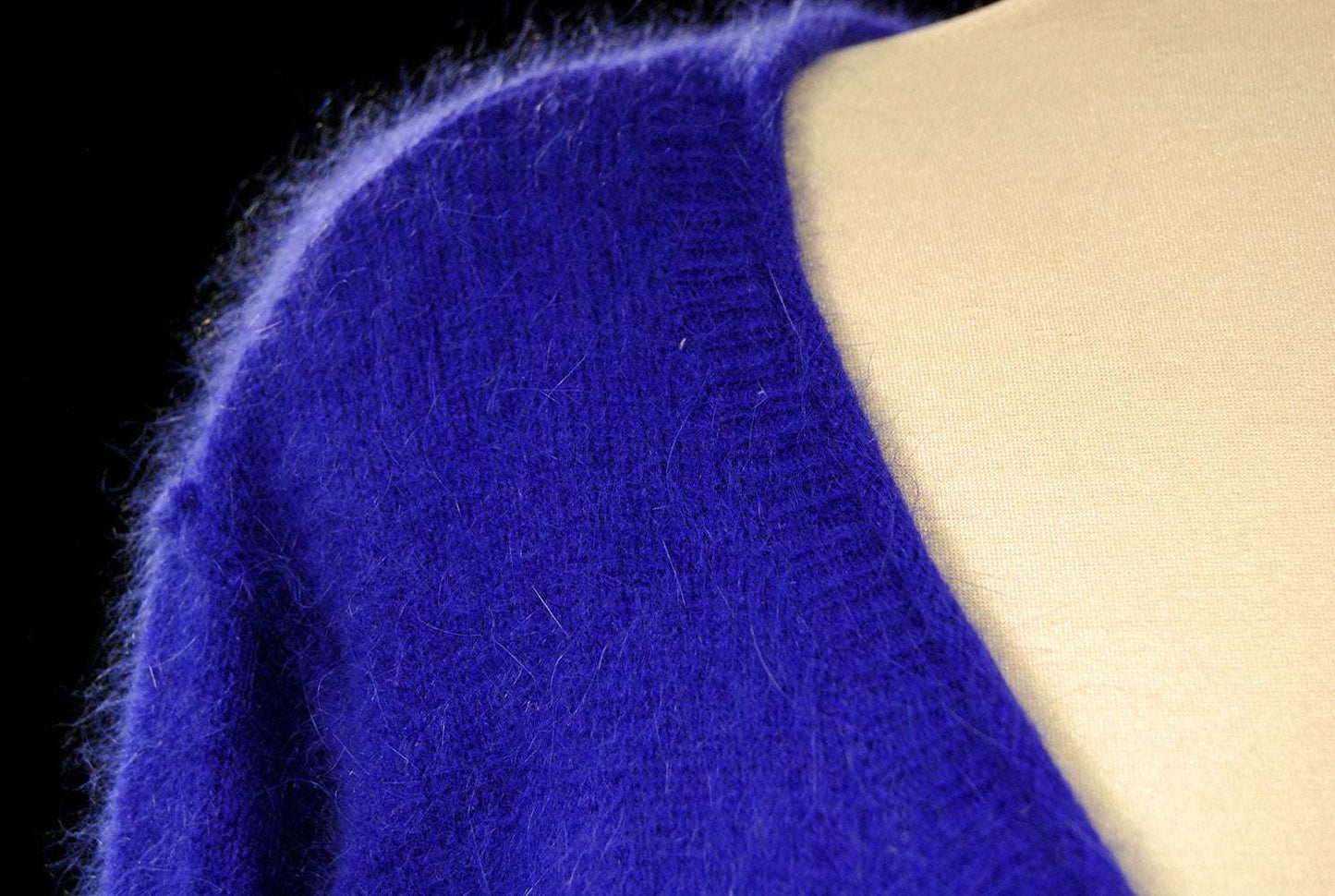 Woman's royal-blue angora scoop-neck sweater by Victoria's Secret in small-medium size
