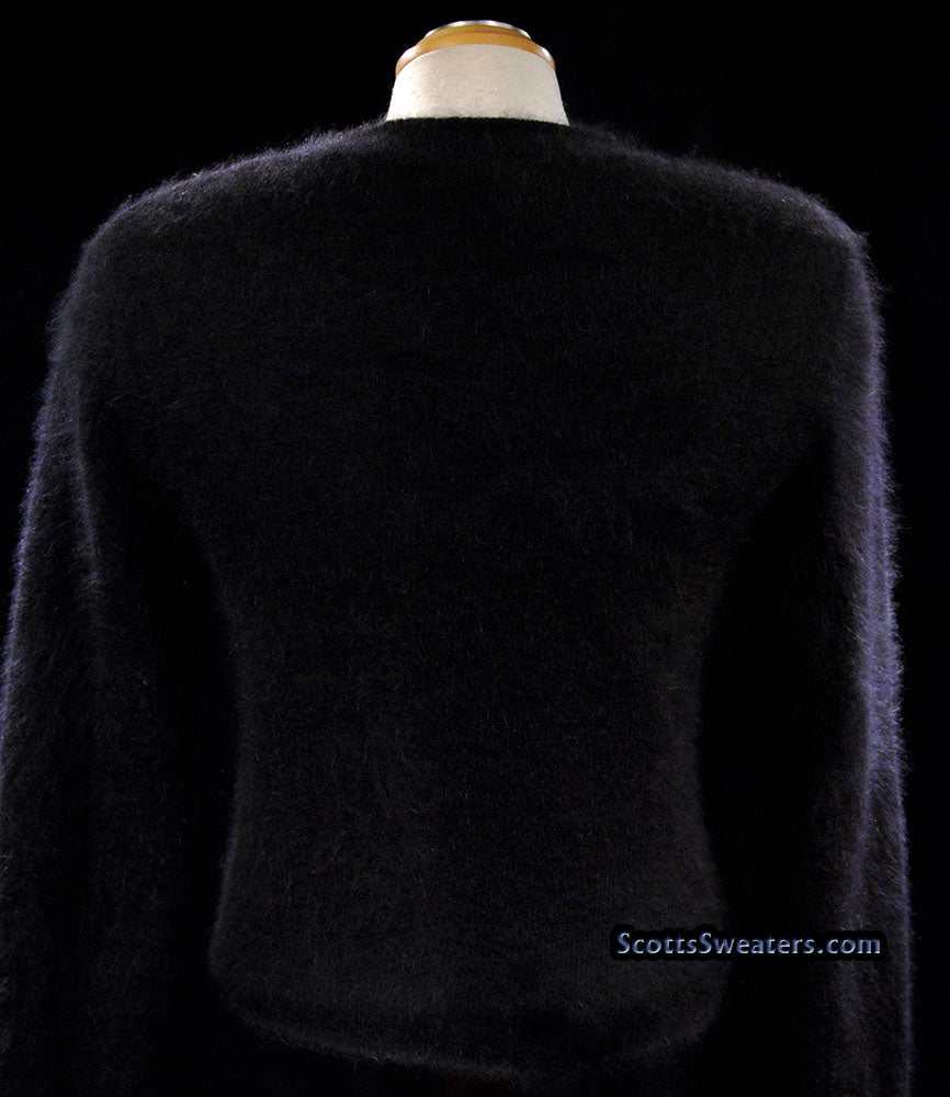 Woman's black angora crewneck sweater by Express Tricot in X-Small and Small sizes