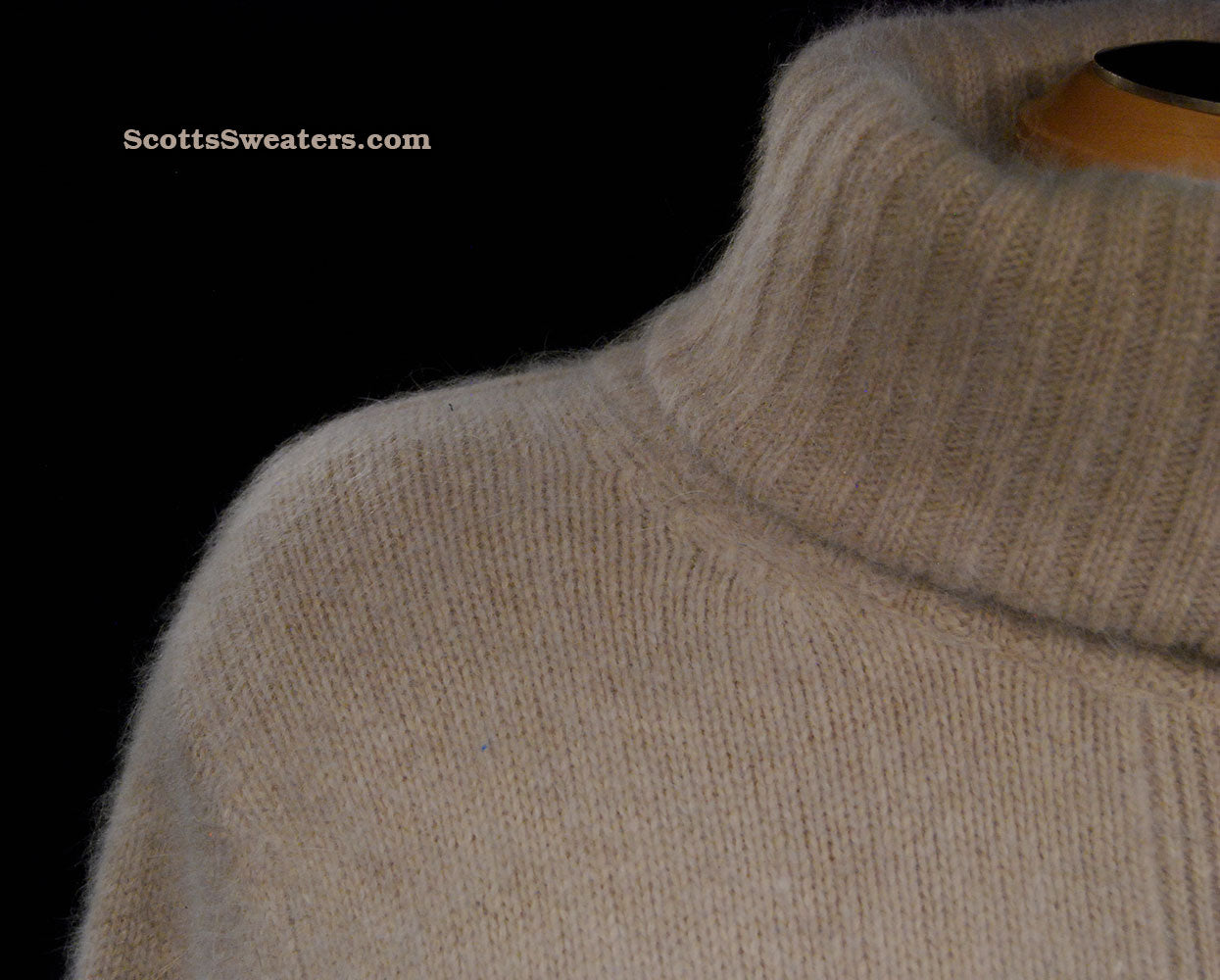 Woman's Beige Zipper-Front Angora Turtleneck Sweater