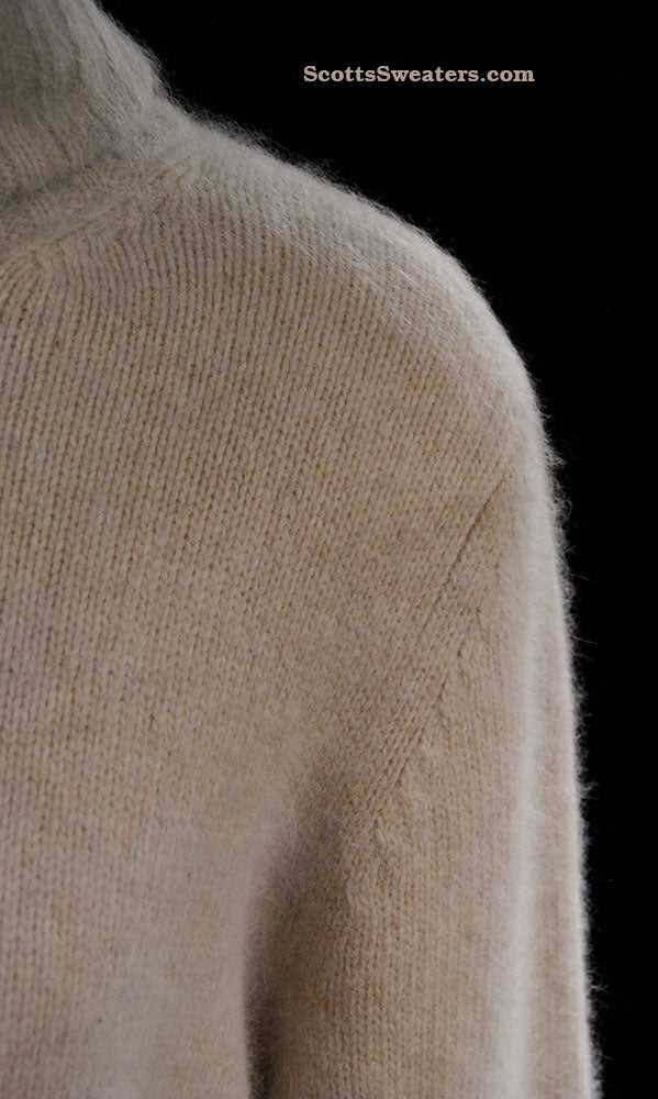 Woman's Beige Zipper-Front Angora Turtleneck Sweater